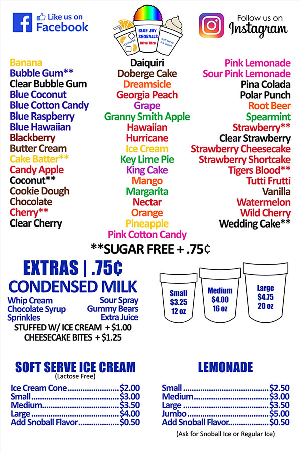 SNOW BALL MENU